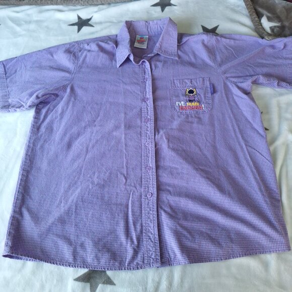 VTG Peanuts Shirt I've Had Enough Womens 18/20W Purple Plaid Short Sleeve Button - Picture 3 of 10